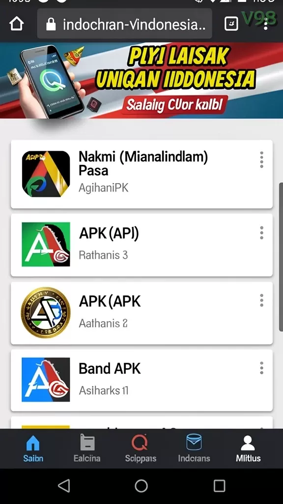 Cuplikan layar VIP555 — aktivitas